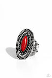 Desert Declaration - Red Ring - Paparazzi Accessories Ring Bedazzle Me Pretty Mobile Fashion Boutique