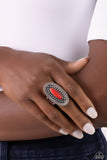 Desert Declaration - Red Ring - Paparazzi Accessories Ring Bedazzle Me Pretty Mobile Fashion Boutique