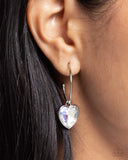 Diamond of the Night - White Earrings - Paparazzi Accessories Earrings Bedazzle Me Pretty Mobile Fashion Boutique