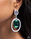 Dipped in Dazzle - White Post Earrings - Paparazzi Accessories Post Earrings Bedazzle Me Pretty Mobile Fashion Boutique