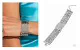 Disco Dame - White Bracelet - Paparazzi Accessories Bracelet Bedazzle Me Pretty Mobile Fashion Boutique