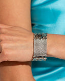 Disco Dame - White Bracelet - Paparazzi Accessories Bracelet Bedazzle Me Pretty Mobile Fashion Boutique