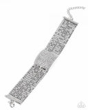 Disco Dame - White Bracelet - Paparazzi Accessories Bracelet Bedazzle Me Pretty Mobile Fashion Boutique