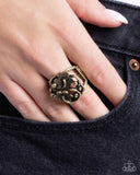 Distinctive Detailing - Brass Ring - Paparazzi Accessories Ring Bedazzle Me Pretty Mobile Fashion Boutique