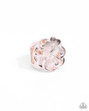 Distinctive Detailing - Rose Gold Ring - Paparazzi Accessories Ring Bedazzle Me Pretty Mobile Fashion Boutique
