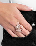 Distinctive Detailing - Rose Gold Ring - Paparazzi Accessories Ring Bedazzle Me Pretty Mobile Fashion Boutique