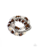 DIVERSIFIED Wood - Silver Bracelet - Paparazzi Accessories Bracelet Bedazzle Me Pretty Mobile Fashion Boutique