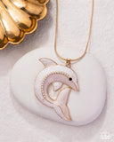Dolphin Dive - Gold Necklace - Paparazzi Accessories Necklace Bedazzle Me Pretty Mobile Fashion Boutique