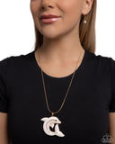 Dolphin Dive - Gold Necklace - Paparazzi Accessories Necklace Bedazzle Me Pretty Mobile Fashion Boutique