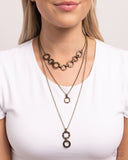 Dotted Demeanor - Brass Necklace - Paparazzi Accessories Necklace Bedazzle Me Pretty Mobile Fashion Boutique