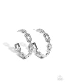 Downtown Decadence - White Earrings - Paparazzi Accessories Earrings Bedazzle Me Pretty Mobile Fashion Boutique