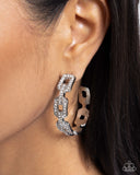 Downtown Decadence - White Earrings - Paparazzi Accessories Earrings Bedazzle Me Pretty Mobile Fashion Boutique