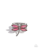 Dragonfly Dedication - Pink Ring - Paparazzi Accessories Ring Bedazzle Me Pretty Mobile Fashion Boutique