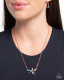 Dragonfly Deed - Copper Necklace - Paparazzi Accessories Necklace Bedazzle Me Pretty Mobile Fashion Boutique