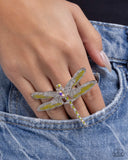 Dragonfly Delivery - Yellow Ring - Paparazzi Accessories Ring Bedazzle Me Pretty Mobile Fashion Boutique