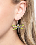 Dragonfly Descent - Green Earrings - Paparazzi Accessories Earrings Bedazzle Me Pretty Mobile Fashion Boutique