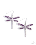 Dragonfly Descent - Purple Earrings - Paparazzi Accessories Earrings Bedazzle Me Pretty Mobile Fashion Boutique