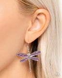 Dragonfly Descent - Purple Earrings - Paparazzi Accessories Earrings Bedazzle Me Pretty Mobile Fashion Boutique