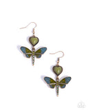 Dragonfly Devotion - Green Earrings - Paparazzi Accessories Earrings Bedazzle Me Pretty Mobile Fashion Boutique