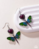 Dragonfly Devotion - Purple Earrings - Paparazzi Accessories Earrings Bedazzle Me Pretty Mobile Fashion Boutique