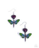 Dragonfly Devotion - Purple Earrings - Paparazzi Accessories Earrings Bedazzle Me Pretty Mobile Fashion Boutique