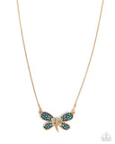 Dragonfly Direction - Gold Necklace - Paparazzi Accessories Necklace Bedazzle Me Pretty Mobile Fashion Boutique