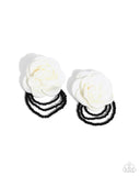 Dramatic Dame - White Post Earrings - Paparazzi Accessories Post Earrings Bedazzle Me Pretty Mobile Fashion Boutique