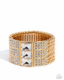 Dramatic Diva - Gold Bracelet - Paparazzi Accessories Bracelet Bedazzle Me Pretty Mobile Fashion Boutique