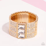 Dramatic Diva - Gold Bracelet - Paparazzi Accessories Bracelet Bedazzle Me Pretty Mobile Fashion Boutique