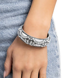 Draped in Decadence - White Bracelet - Paparazzi Accessories Bracelet Bedazzle Me Pretty Mobile Fashion Boutique