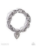 Dreaming Definition - White Bracelet - Paparazzi Accessories Bracelet Bedazzle Me Pretty Mobile Fashion Boutique