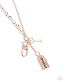 Dreamy Direction - Rose Gold Lanyard - Paparazzi Accessories Lanyard Bedazzle Me Pretty Mobile Fashion Boutique