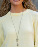 Dreamy Direction - Silver Lanyard - Paparazzi Accessories Lanyard Bedazzle Me Pretty Mobile Fashion Boutique