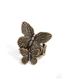 Drifting Duo - Brass Ring - Paparazzi Accessories Ring Bedazzle Me Pretty Mobile Fashion Boutique