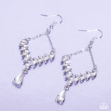Dripping Drama - White Earrings - Paparazzi Accessories Earrings Bedazzle Me Pretty Mobile Fashion Boutique