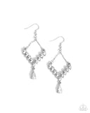 Dripping Drama - White Earrings - Paparazzi Accessories Earrings Bedazzle Me Pretty Mobile Fashion Boutique