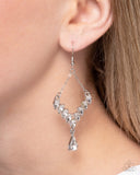 Dripping Drama - White Earrings - Paparazzi Accessories Earrings Bedazzle Me Pretty Mobile Fashion Boutique