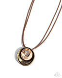 Duchess Disc - Brass Necklace - Paparazzi Accessories Necklace Bedazzle Me Pretty Mobile Fashion Boutique