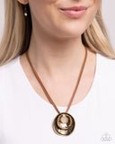 Duchess Disc - Brass Necklace - Paparazzi Accessories Necklace Bedazzle Me Pretty Mobile Fashion Boutique