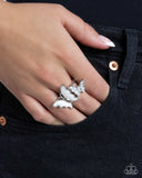 Dueling Decadence - White Ring - Paparazzi Accessories Ring Bedazzle Me Pretty Mobile Fashion Boutique