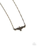 Eagle Exception - Brass Necklace - Paparazzi Accessories Necklace Bedazzle Me Pretty Mobile Fashion Boutique
