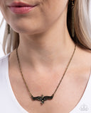 Eagle Exception - Brass Necklace - Paparazzi Accessories Necklace Bedazzle Me Pretty Mobile Fashion Boutique