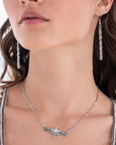 Eagle Exception - Silver Necklace - Paparazzi Accessories Necklace Bedazzle Me Pretty Mobile Fashion Boutique