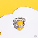 Earthy Embellishment - Yellow Ring - Paparazzi Accessories Ring Bedazzle Me Pretty Mobile Fashion Boutique