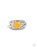 Earthy Embellishment - Yellow Ring - Paparazzi Accessories Ring Bedazzle Me Pretty Mobile Fashion Boutique