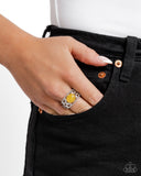 Earthy Embellishment - Yellow Ring - Paparazzi Accessories Ring Bedazzle Me Pretty Mobile Fashion Boutique