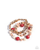 Earthy Entertainer - Red Bracelet - Paparazzi Accessories Bracelet Bedazzle Me Pretty Mobile Fashion Boutique