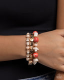 Earthy Entertainer - Red Bracelet - Paparazzi Accessories Bracelet Bedazzle Me Pretty Mobile Fashion Boutique