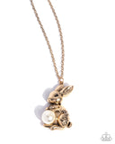 Easter Bunny - Gold Necklace - Paparazzi Accessories Necklace Bedazzle Me Pretty Mobile Fashion Boutique