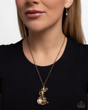 Easter Bunny - Gold Necklace - Paparazzi Accessories Necklace Bedazzle Me Pretty Mobile Fashion Boutique